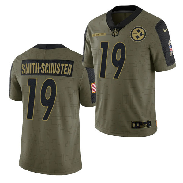Men's Pittsburgh Steelers #19 JuJu Smith-Schuster 2021 Olive Salute To Service Limited Stitched Men's Pittsburgh Steelers #19 JuJu Smith-Schuster 2021 Olive Salute To Service Limited Stitched